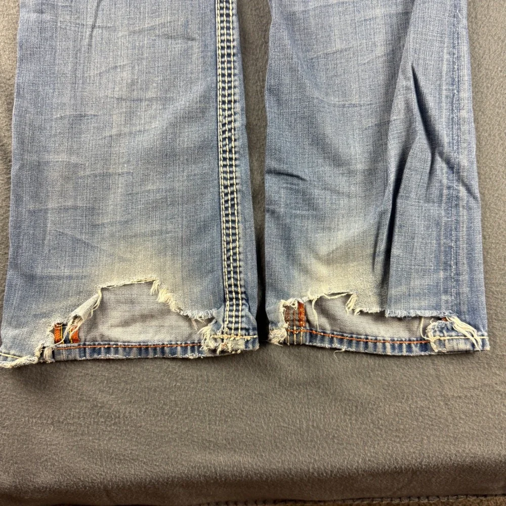 Rock Revival Antonio Jeans Men's 36 (Fits 38x36) Blue Bootcut Thick Stitch Y2K